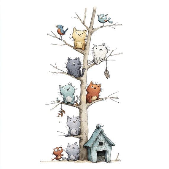 40 Watercolor Quirky Cat Clipart (JPG) β view 2 β watercolor clipart transparent PNG instant download