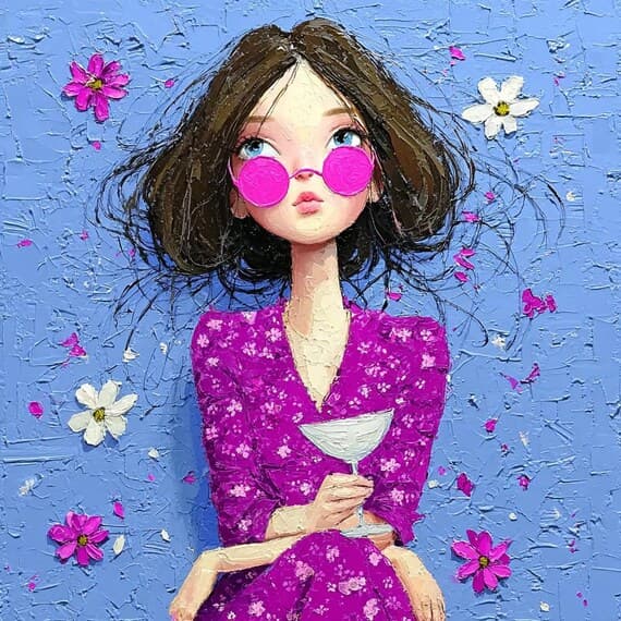 20 Quirky Fashion Girl Printable Art Whimsical Portrait Collection Dig β view 3 β watercolor clipart transparent PNG instant download