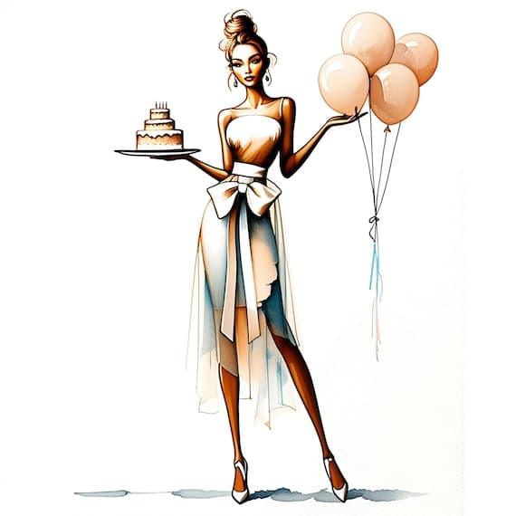 14 Birthday Girl Clipart (JPG) β view 4 β watercolor clipart transparent PNG instant download