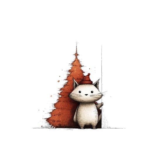 Funny Christmas Cat Clipart – Holiday Cats in Santa Hats (Digital Down — view 7 — watercolor clipart transparent PNG instant download
