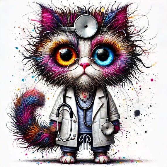 Whimsical Cats Clipart – 10 Quirky Illustrations (Digital Download) — view 8 — watercolor clipart transparent PNG instant download