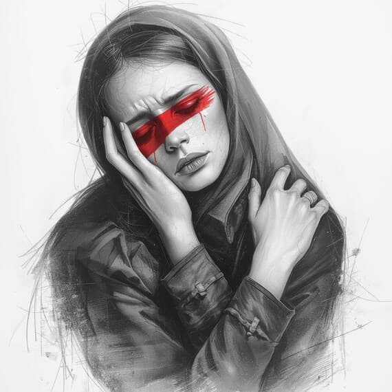 Red Silence Collection – Emotional Woman Portrait Art (Digital Downloa — view 6 — watercolor clipart transparent PNG instant download