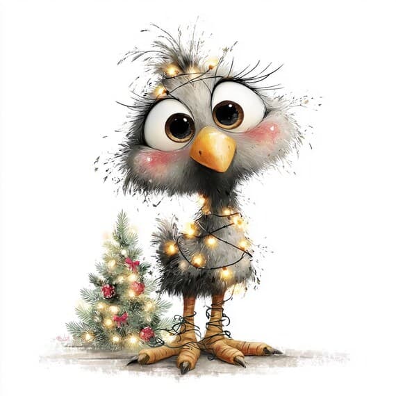 40 Funny Christmas Chicken Clipart (JPG) – Whimsical Holiday Farm Art — view 8 — watercolor clipart transparent PNG instant download