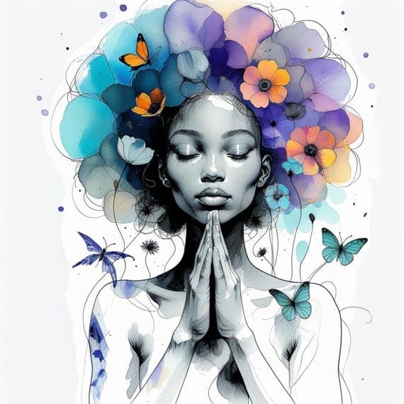 15 Afro Praying Woman Clipart (JPG) β watercolor clipart transparent PNG instant download