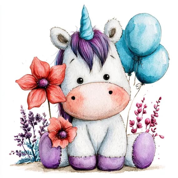 21 Whimsical Baby Unicorn Clipart PNG β view 4 β watercolor clipart transparent PNG instant download