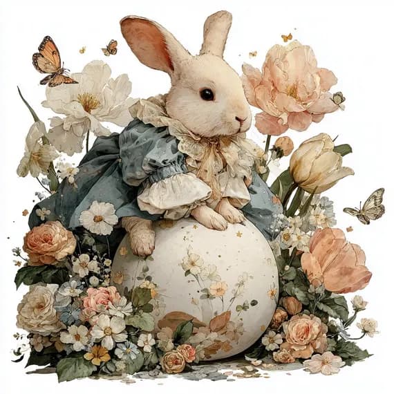 17 JPG Easter Bunny Clipart Printable Spring Princess Watercolor Digit β view 4 β watercolor clipart transparent PNG instant download