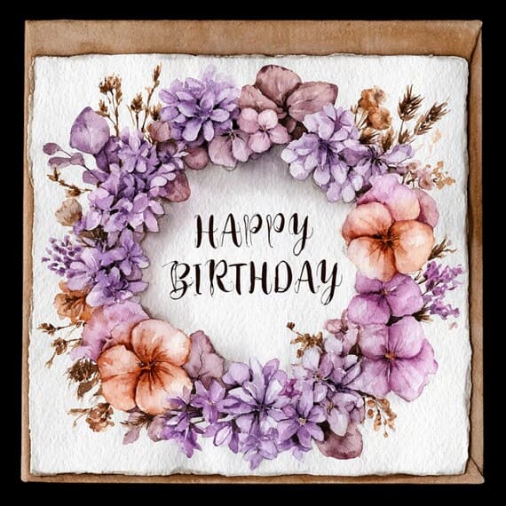 10 Floral Wreath Birthday Card Clipart β view 6 β watercolor clipart transparent PNG instant download