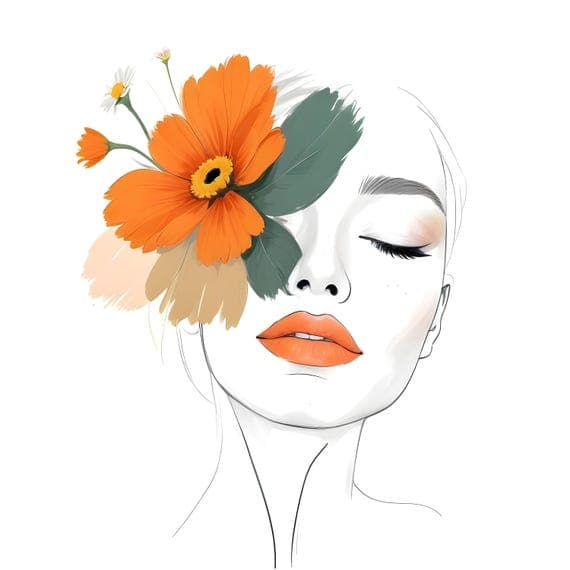 10 Floral Woman Faces β view 2 β watercolor clipart transparent PNG instant download