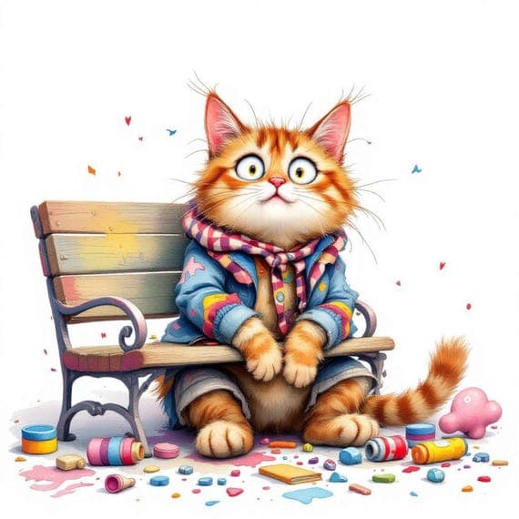 Funny Cat Watercolor Clipart β view 2 β watercolor clipart transparent PNG instant download