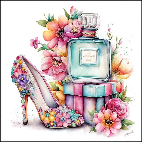 12 Watercolor Floral Perfume Clipart (PNG) โ watercolor clipart transparent PNG instant download