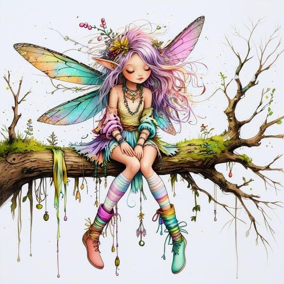 10 Whimsical Fairy Clipart – Colorful Forest Girls, Magical Wings (Dig — view 2 — watercolor clipart transparent PNG instant download