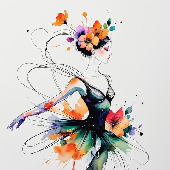 Ballerina Watercolor Clipart β view 3 β watercolor clipart transparent PNG instant download