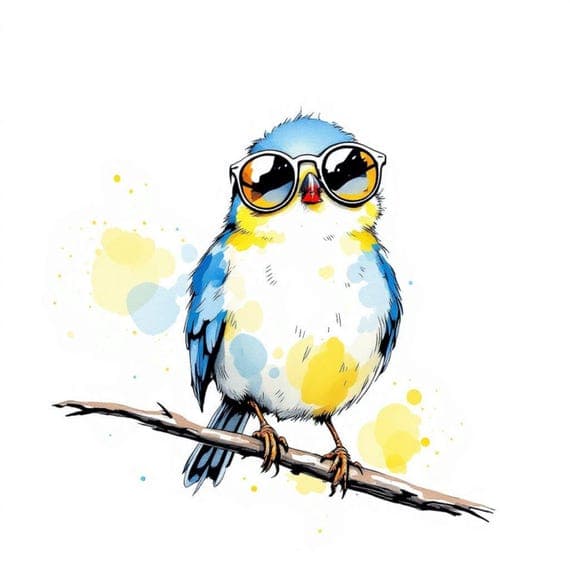 Whimsical Watercolor Bird Clipart β view 3 β watercolor clipart transparent PNG instant download