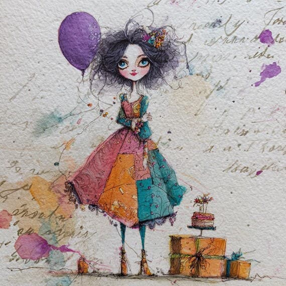 Watercolor Birthday Girl Clipart β view 4 β watercolor clipart transparent PNG instant download