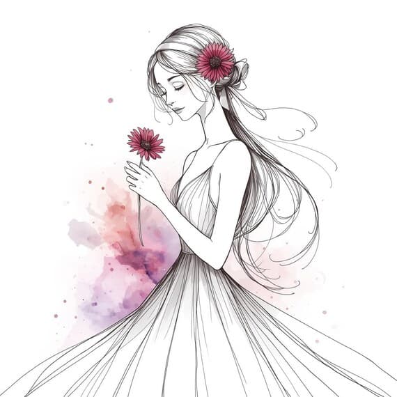 Floral Girl Clipart β view 7 β watercolor clipart transparent PNG instant download