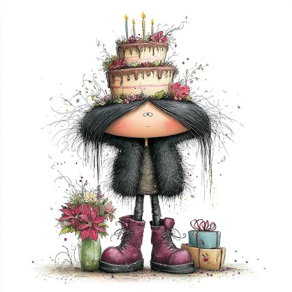 18 Whimsical Birthday Girl Clipart (JPG) β view 2 β watercolor clipart transparent PNG instant download