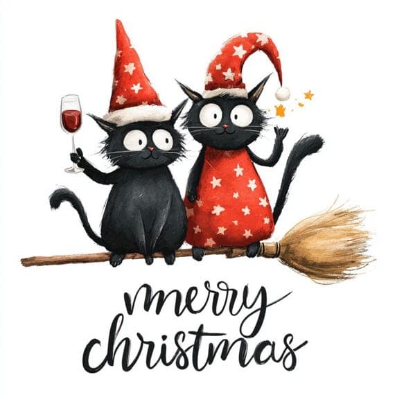 15 Quirky Christmas Cat Clipart (JPG) β view 2 β watercolor clipart transparent PNG instant download