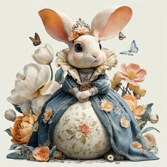 17 JPG Easter Bunny Clipart Printable Spring Princess Watercolor Digit β view 5 β watercolor clipart transparent PNG instant download