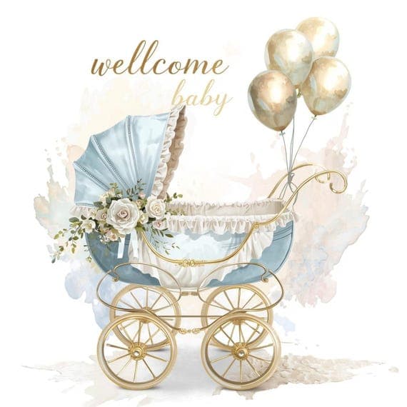 10 Vintage Pram Clipart β view 7 β watercolor clipart transparent PNG instant download