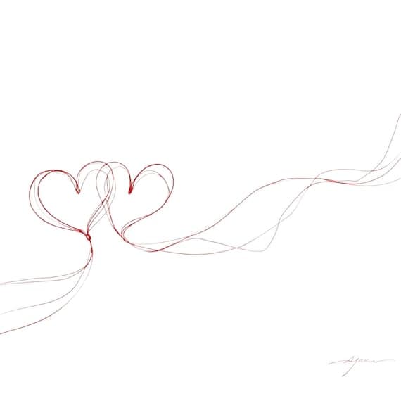 Minimalist Heart Line Art — view 3 — watercolor clipart transparent PNG instant download