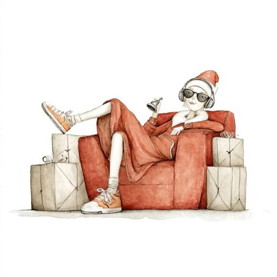 15 Quirky Cozy Christmas Girl Clipart (JPG) β view 5 β watercolor clipart transparent PNG instant download