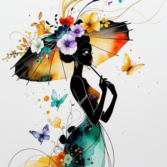 Black Woman Watercolor Clipart β view 3 β watercolor clipart transparent PNG instant download