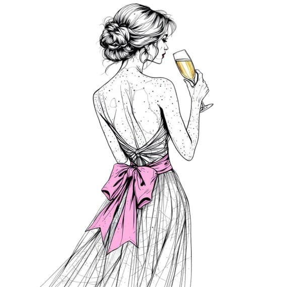 Watercolor Woman with Champagne Clipart β view 2 β watercolor clipart transparent PNG instant download