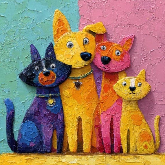 15 Colorful Dog and Cat Clipart JPG β view 6 β watercolor clipart transparent PNG instant download