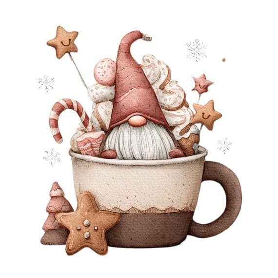 15 Christmas Gnome Clipart β view 6 β watercolor clipart transparent PNG instant download