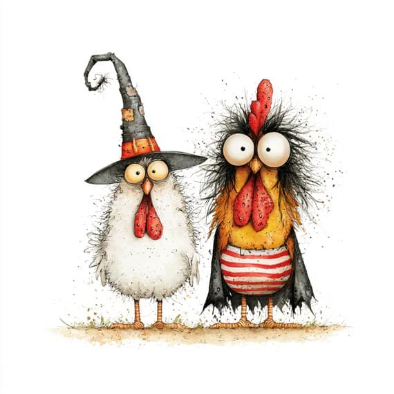 29 Whimsical Rooster Clipart PNG β view 4 β watercolor clipart transparent PNG instant download