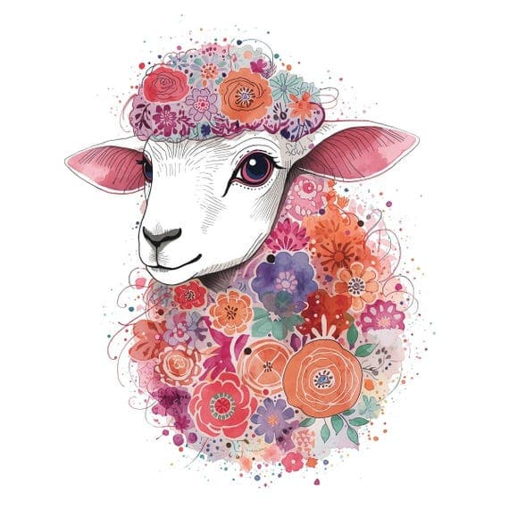 Whimsical Sheep Clipart β view 2 β watercolor clipart transparent PNG instant download