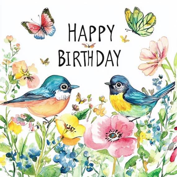 Happy Floral Birthday Clipart Bundle β watercolor clipart transparent PNG instant download