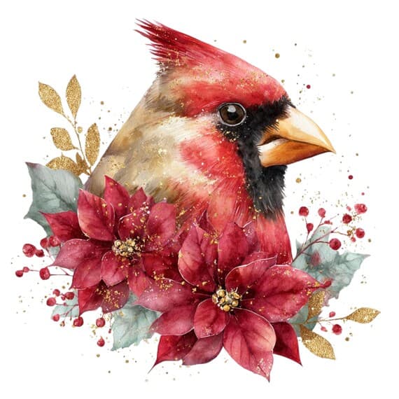 15 Christmas Cardinal Bird Clipart Png β view 2 β watercolor clipart transparent PNG instant download