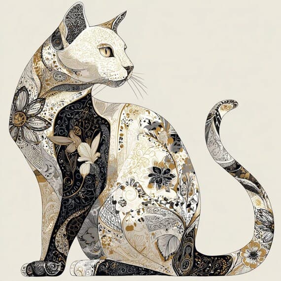 25 Ornate Cat Clipart (JPG) β view 2 β watercolor clipart transparent PNG instant download