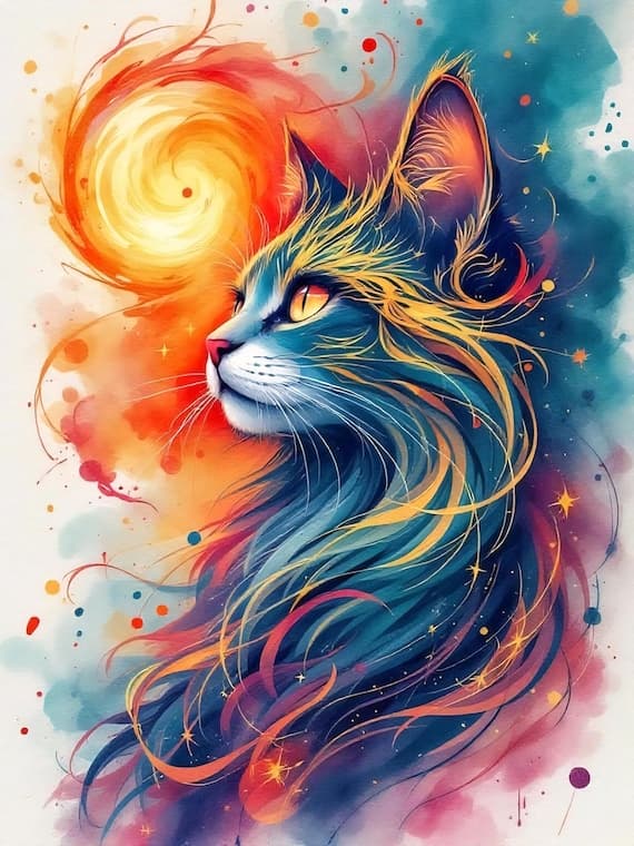 20 Whimsical Watercolor Cat Clipart — watercolor clipart transparent PNG instant download