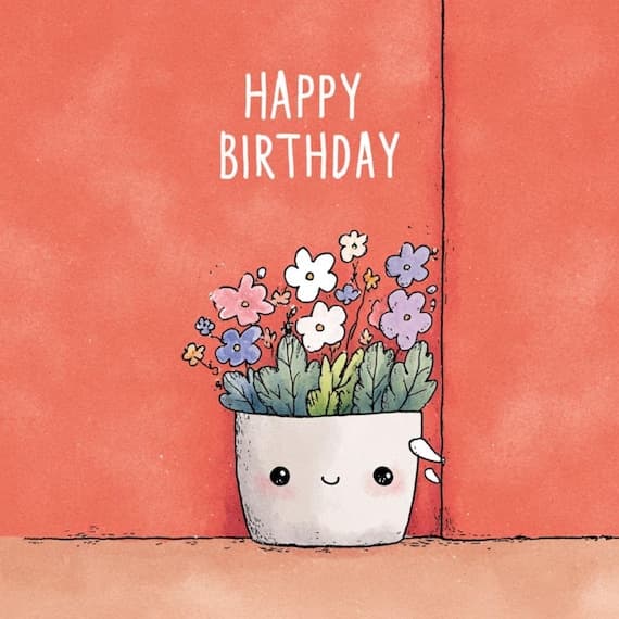 15 Whimsical Floral Birthday Cards Clipart (JPG PNG) β watercolor clipart transparent PNG instant download