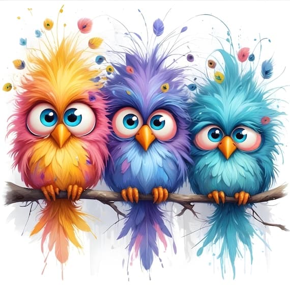 Whimsical Birds Watercolor Clipart, Animals Art (Digital Download) β view 2 β watercolor clipart transparent PNG instant download