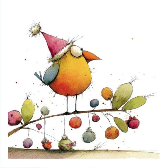 20 Quirky Christmas Canary Birds Clipart (JPG) β view 5 β watercolor clipart transparent PNG instant download