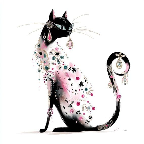 25 Watercolor Jewel Cat Clipart (JPG) β view 5 β watercolor clipart transparent PNG instant download
