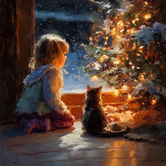 15 Watercolor Christmas Girl & Cat Clipart (JPG ) β view 5 β watercolor clipart transparent PNG instant download