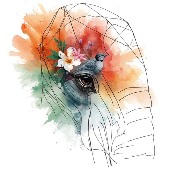 Watercolor Floral Elephant Clipart β view 7 β watercolor clipart transparent PNG instant download