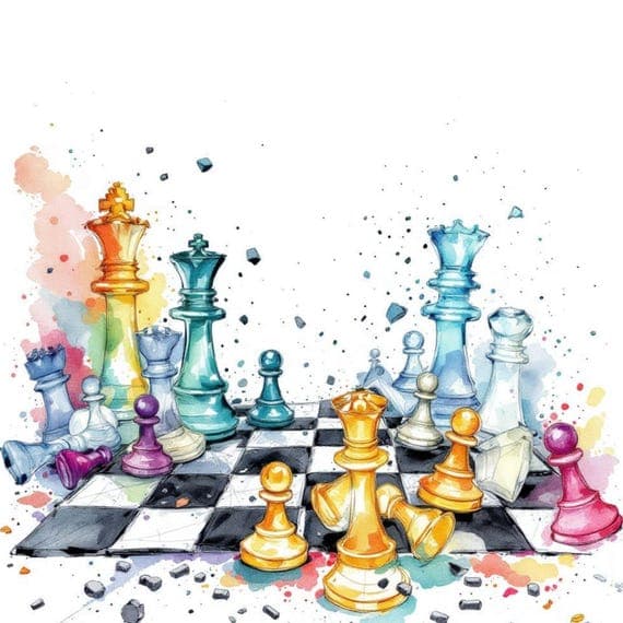 Watercolor Chess Pieces Clipart Set β view 6 β watercolor clipart transparent PNG instant download