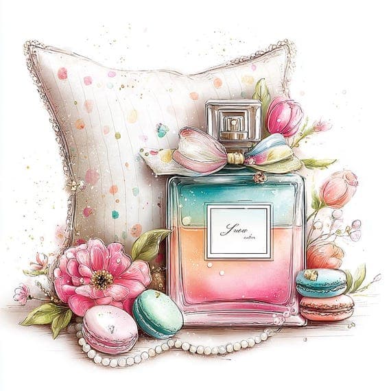 12 Watercolor Floral Perfume Clipart (PNG) β view 2 β watercolor clipart transparent PNG instant download