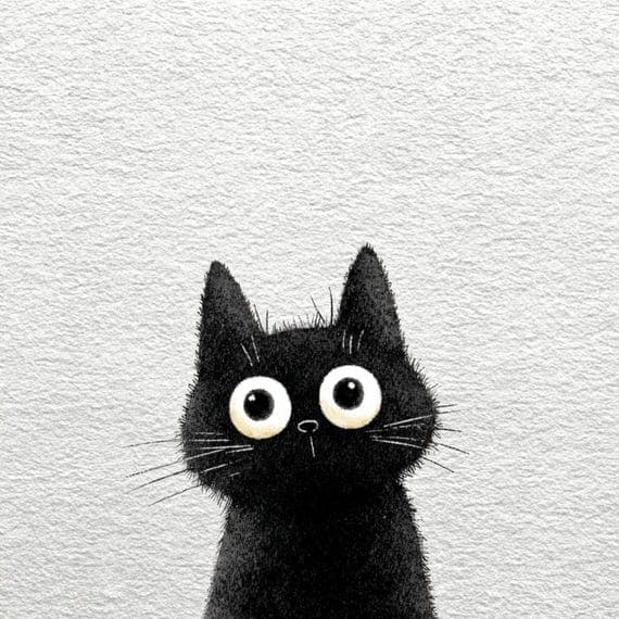 20 Quirky Black Cat Watercolor Clipart (JPG) β view 2 β watercolor clipart transparent PNG instant download