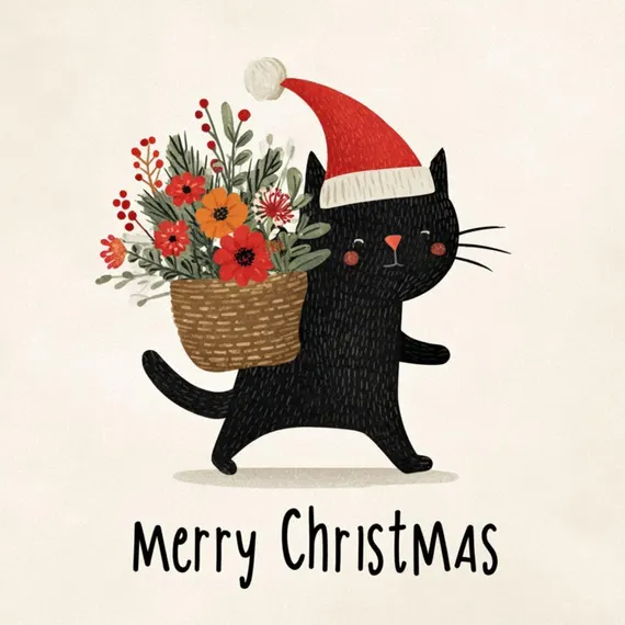 7 Winter Holiday Cat Clipart JPG β view 6 β watercolor clipart transparent PNG instant download