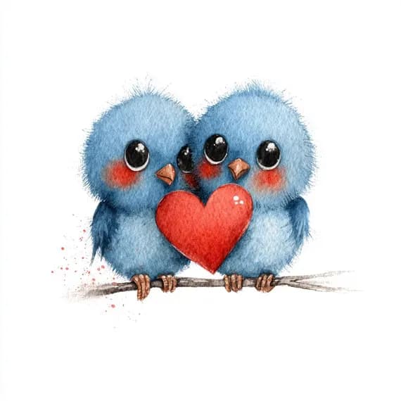 25 Valentine Love Bird Clipart Whimsical Songbird Graphics Junk Journa — view 4 — watercolor clipart transparent PNG instant download