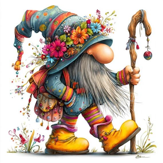 15 Colorful Gnome Clipart Set – Whimsical Watercolor Fantasy Illustrat — view 6 — watercolor clipart transparent PNG instant download