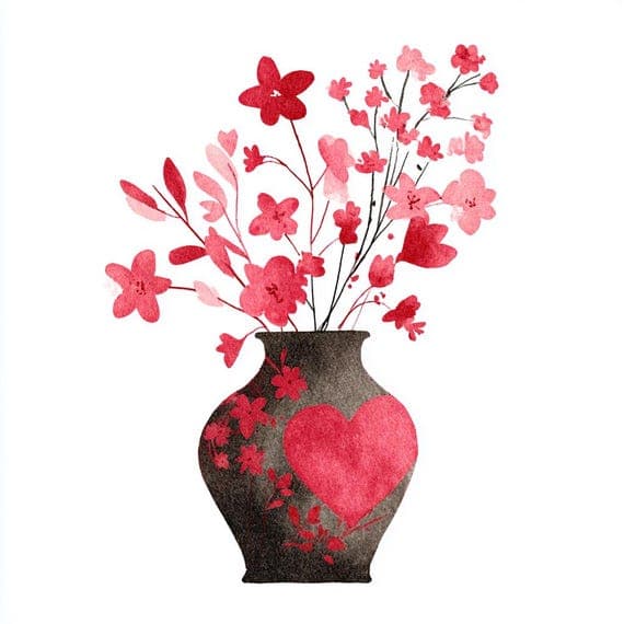 28 Valentine Flower Vase Clipart Watercolor Floral Bouquet Junk Journa — view 5 — watercolor clipart transparent PNG instant download