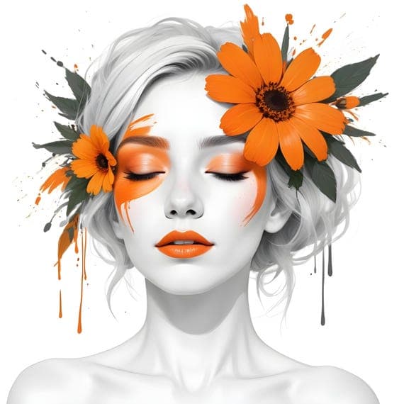 10 Whimsical Floral Woman Face Clipart β view 3 β watercolor clipart transparent PNG instant download