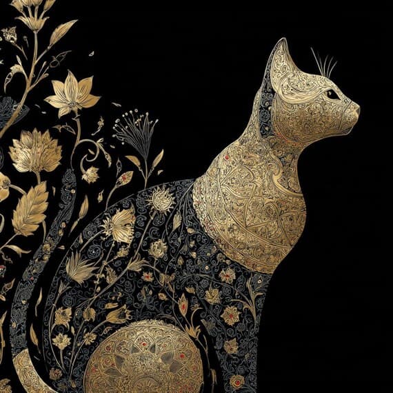 20 Islamic Folk Art Cat Clipart (JPG) β view 2 β watercolor clipart transparent PNG instant download